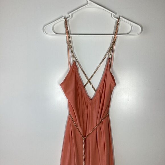 Ramy brook Ryder Chain-Trim High-Low Dress Peach Size Large - Picture 4 of 16